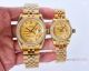Swiss Quality Copy Rolex Datejust All Gold Palm motif Couple Watches (3)_th.jpg